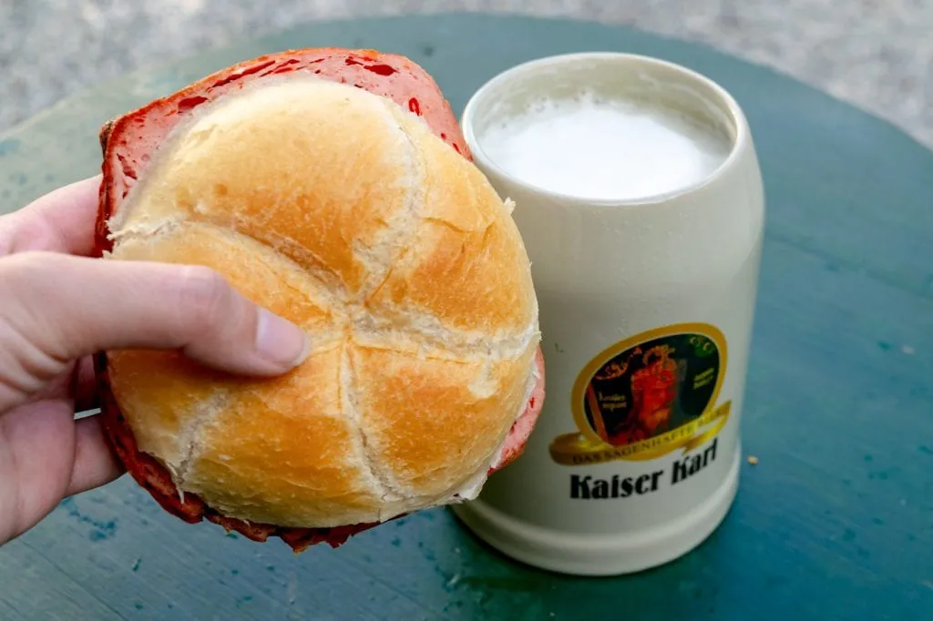 Austria Christmas Market: Leberkas and Beer