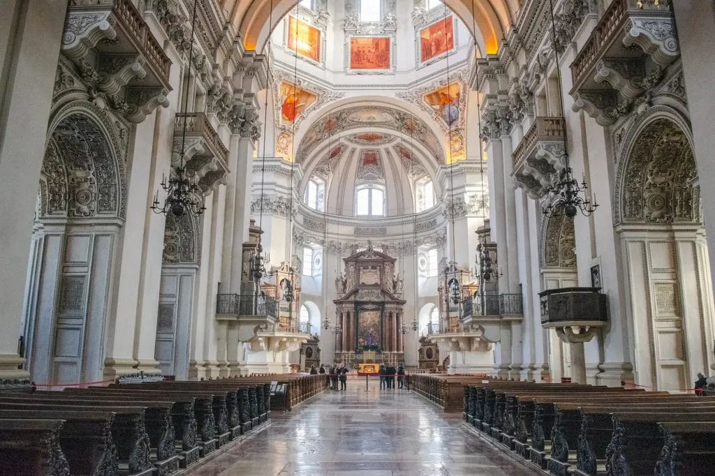 Salzburg Cathedral Interior during Christmas in Salzburrg Austria