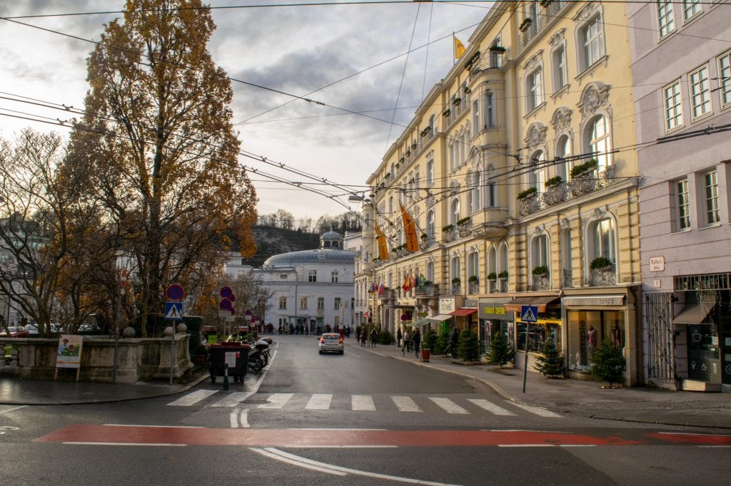 winter streets in salzburg austria