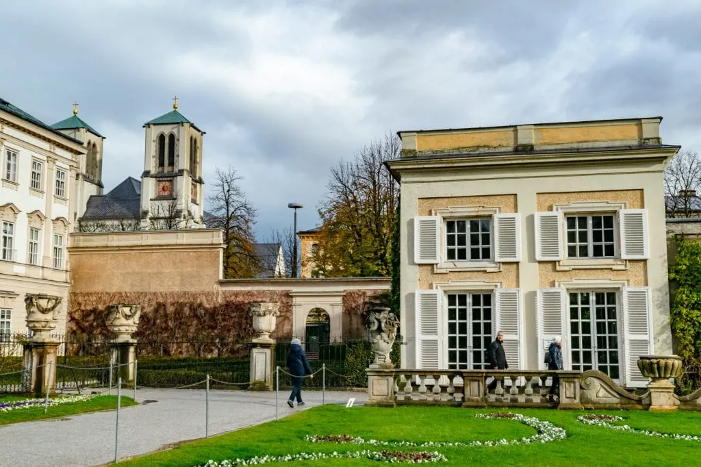 view of salzburg mirabell gardens in winter