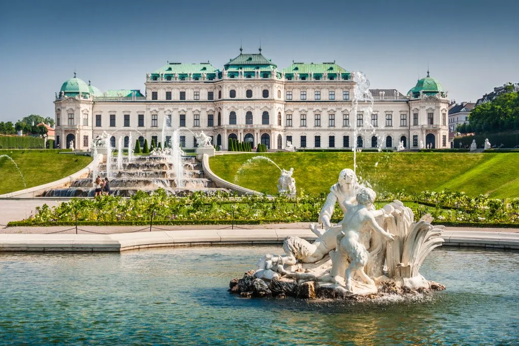 front facade belvedere palace in vienna--when choosing between budapest or vienna, consider vienna's palaces