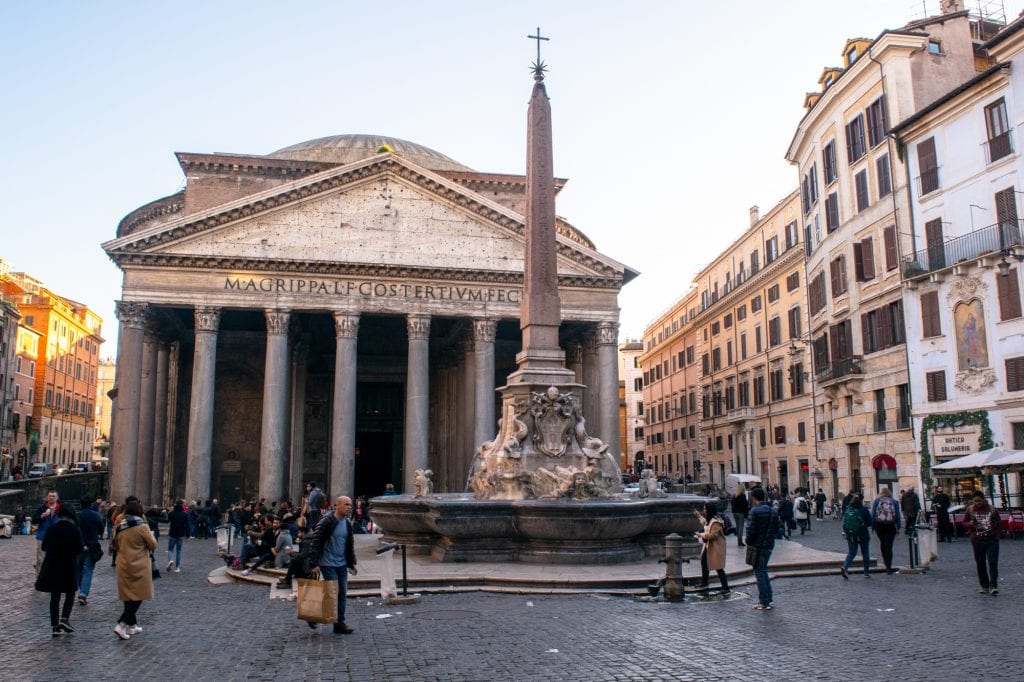 Piazza della Rotonda in winter in rome italy