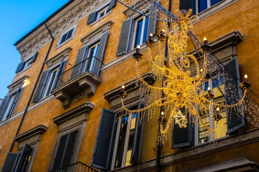 Christmas Lights near Spanish Steps, Winter in Rome