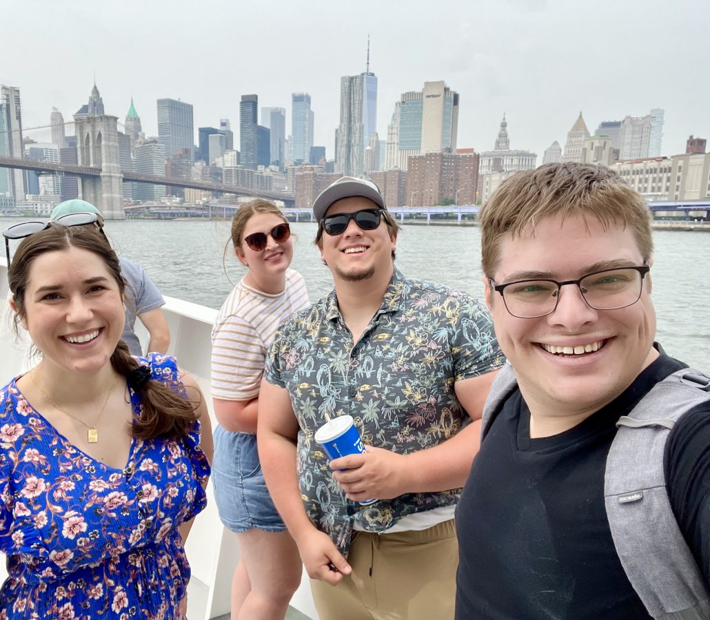 kate storm jeremy storm and another couple taking a selfie on an nyc circle line city cruise