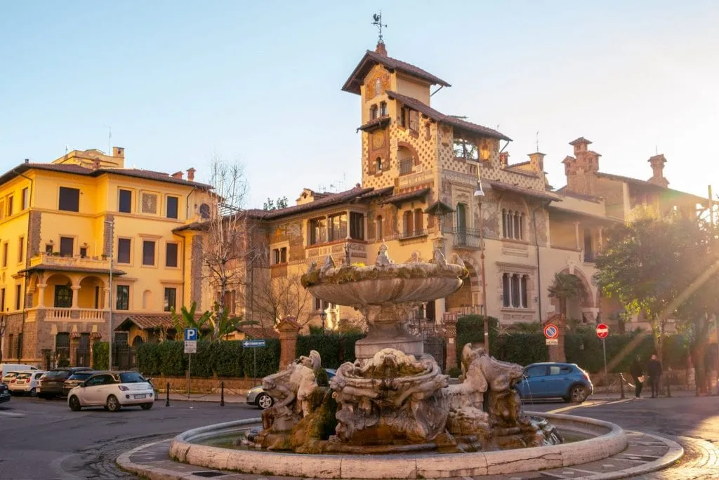 Quartiere Coppedè view of Piazza Mincio in Rome.