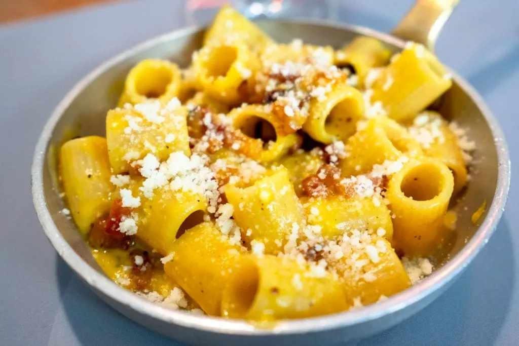 Pan of Pasta Carbonara from Trastevere food tour, What to Do in Rome at Night