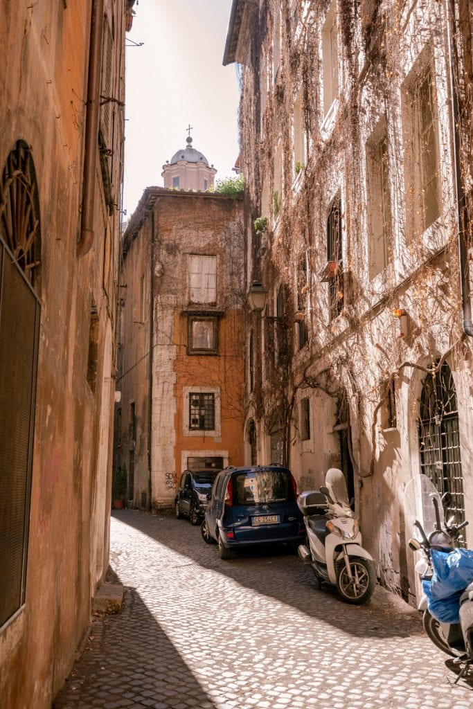 exploring empty streets in winter rome italy