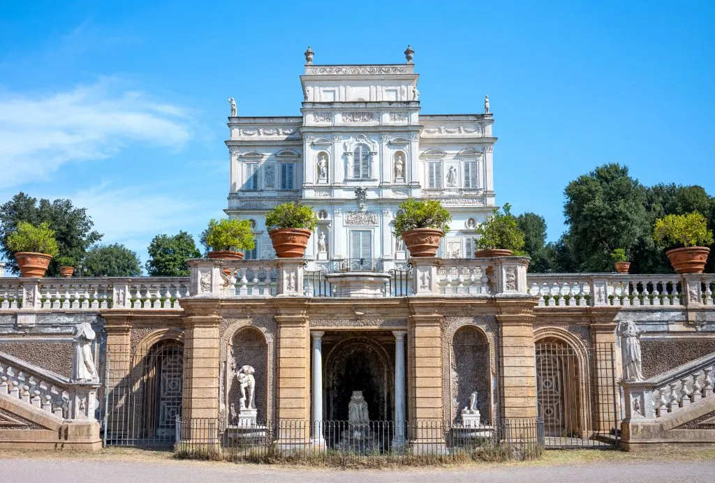 front facade of Villa Doria Pampili in rome italy