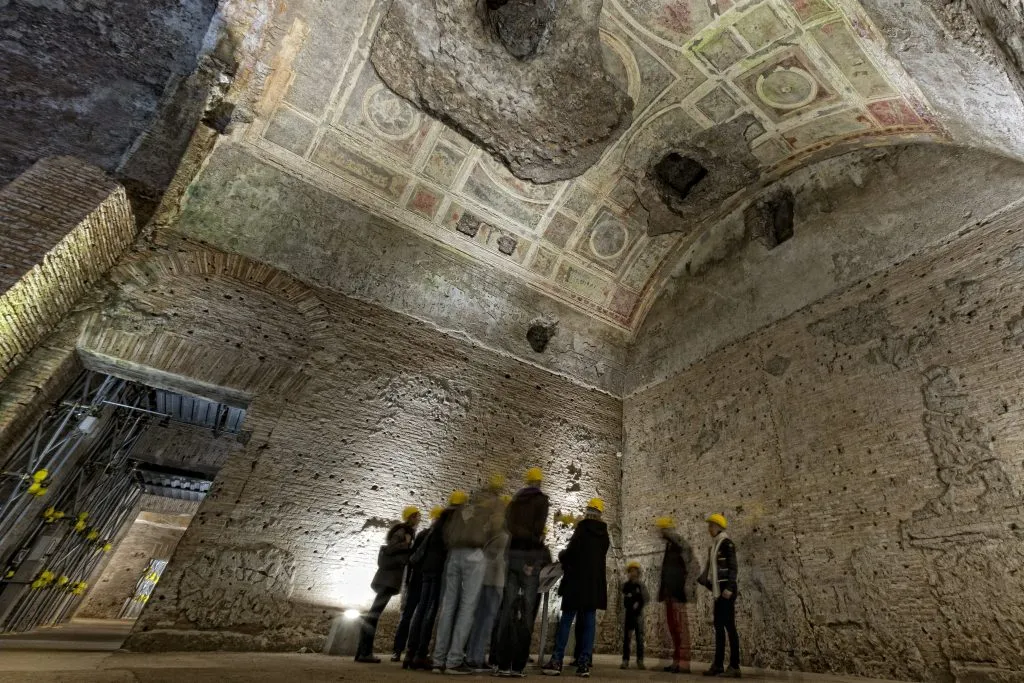 tour group inside domus aurea, one of the secret rome hidden gems