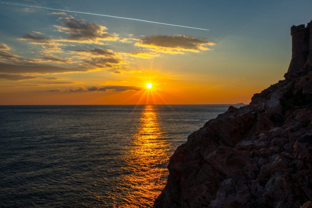 Sunset from Buza Cliff Bar over the water in dubrovnik croatia