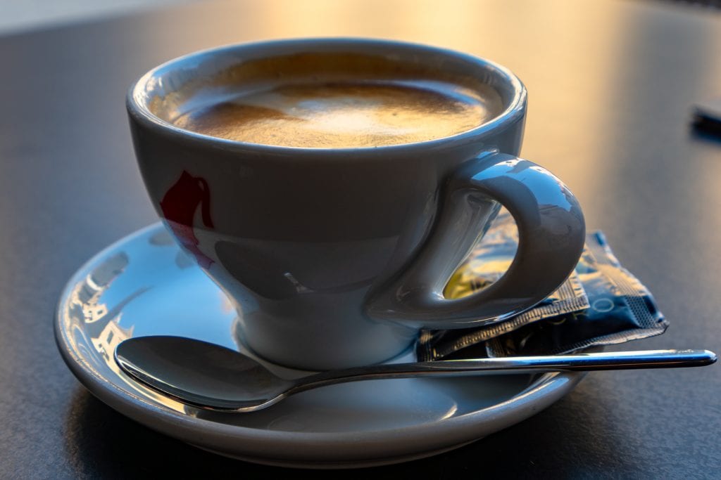 close up of a cup of coffee in dubrovnik croatia