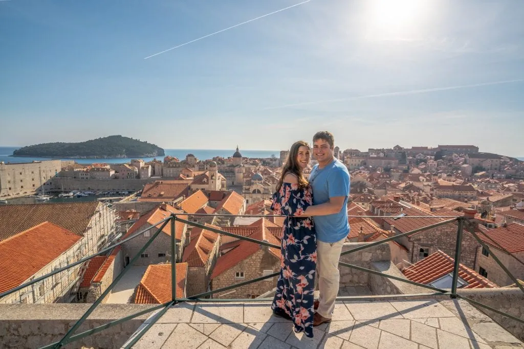 Fun Things to Do in Dubrovnik: Kate Storm and Jeremy Storm on Dubrovnik city walls