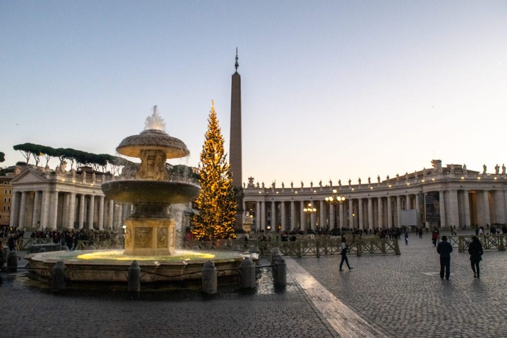 St. Peter's Square in December with Christmas Tree, Rome in Winter Tips