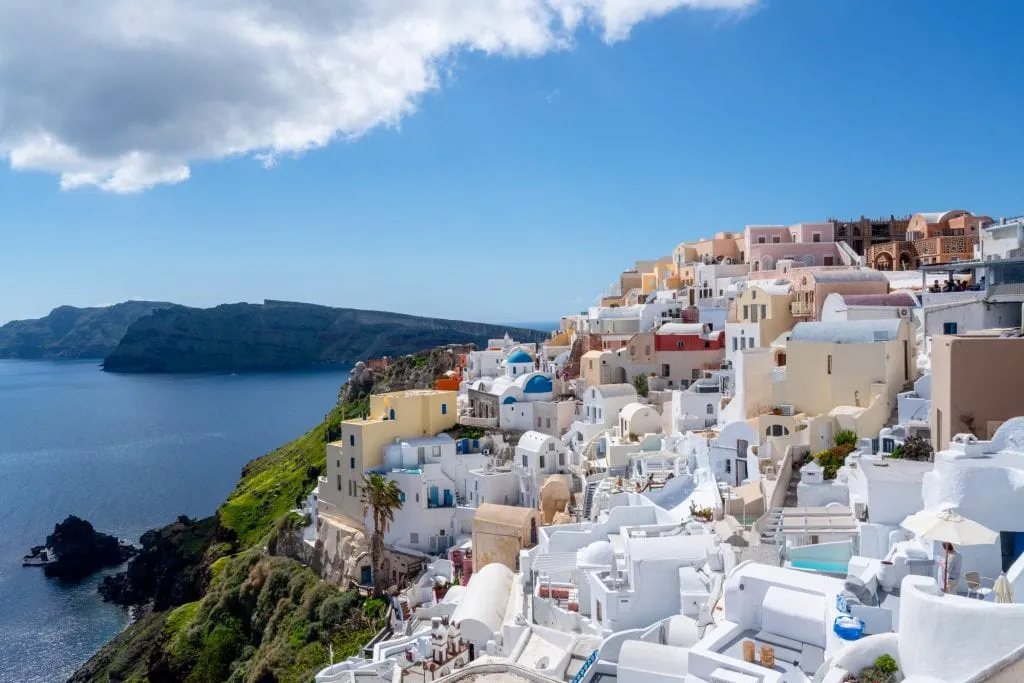 View of Oia next to the sea, Santorini Honeymoon