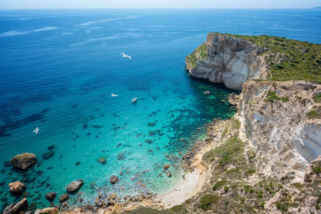 overview of a beach near cagliari sardinia