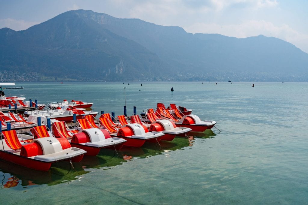 paddleboats on Lake Annecy, France