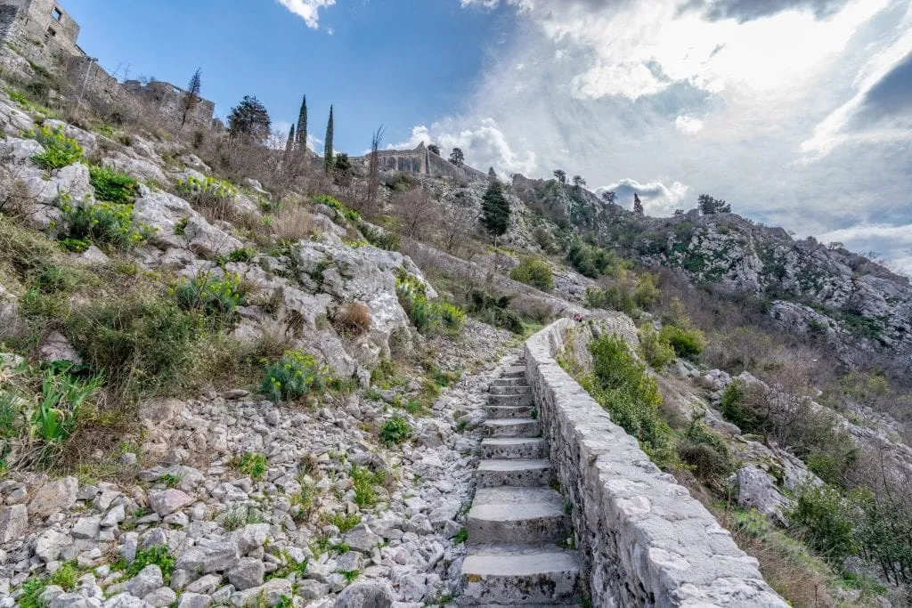 stone staircase leading up to san giovanni fortress as seen when visiting kotor montenegro