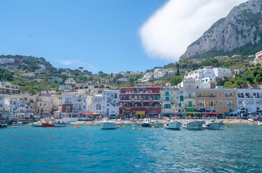 Mariana Grande as seen from the water on a day trip to Capri