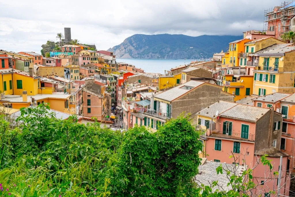 View of Vernazza from hiking trail, One Day in Cinque Terre Itinerary