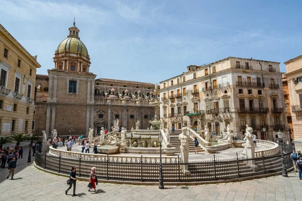 Pretoria Fountain of Palermo Sicily from above, one of the best places to visit in Sicily itinerary