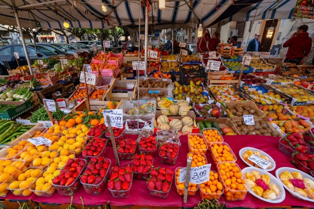 Fruit stand in Capo Market, Palermo, Sicily