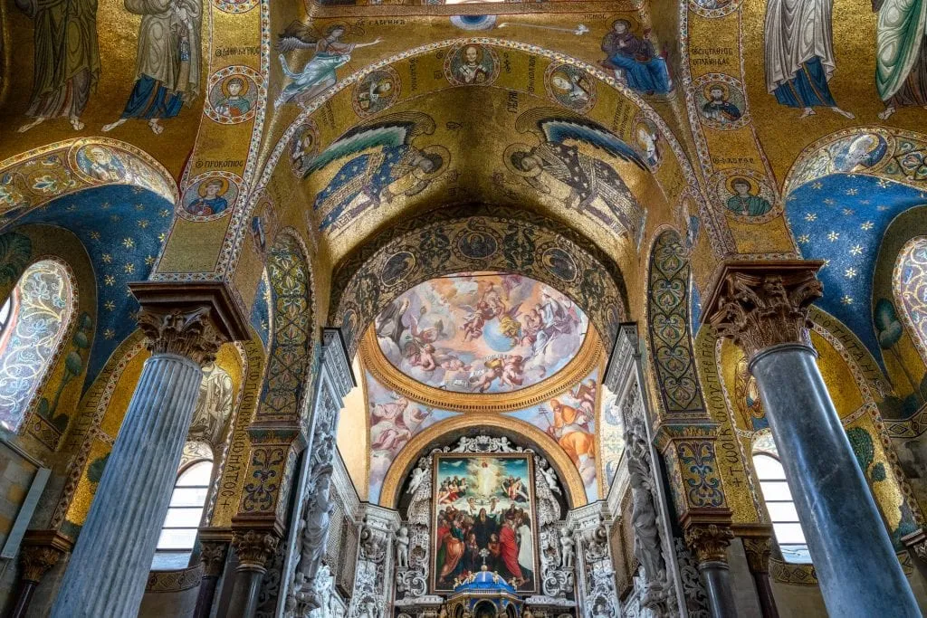 Mosaics on the ceiling of the Church of Martorana, Things to See in Palermo Sicily