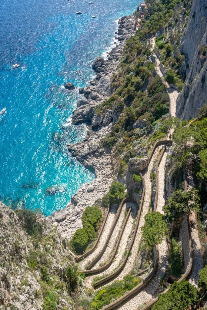 Photo of Via Krupp and the sea seen from capri during summer in italy