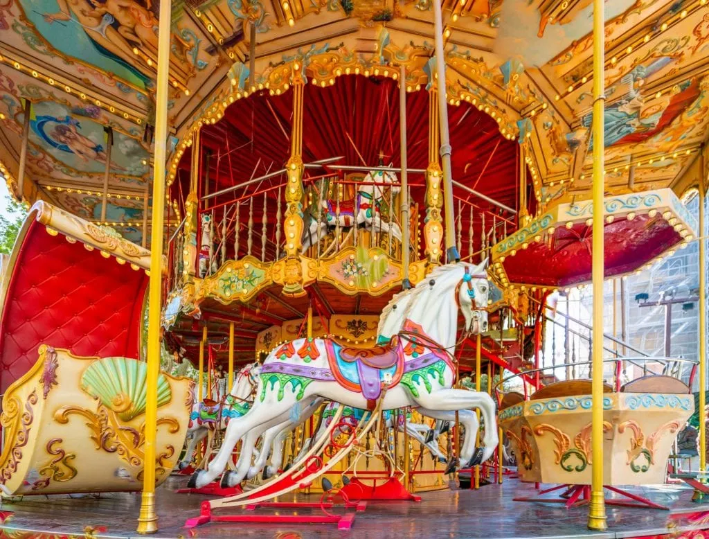 Close up shot of a Carousel in Avignon France--don't miss Avignon when making a Provence itinerary!