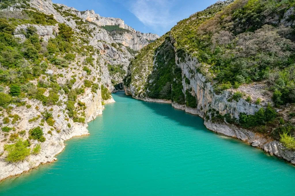 bright turquoise water in a gorge in verdon national park france