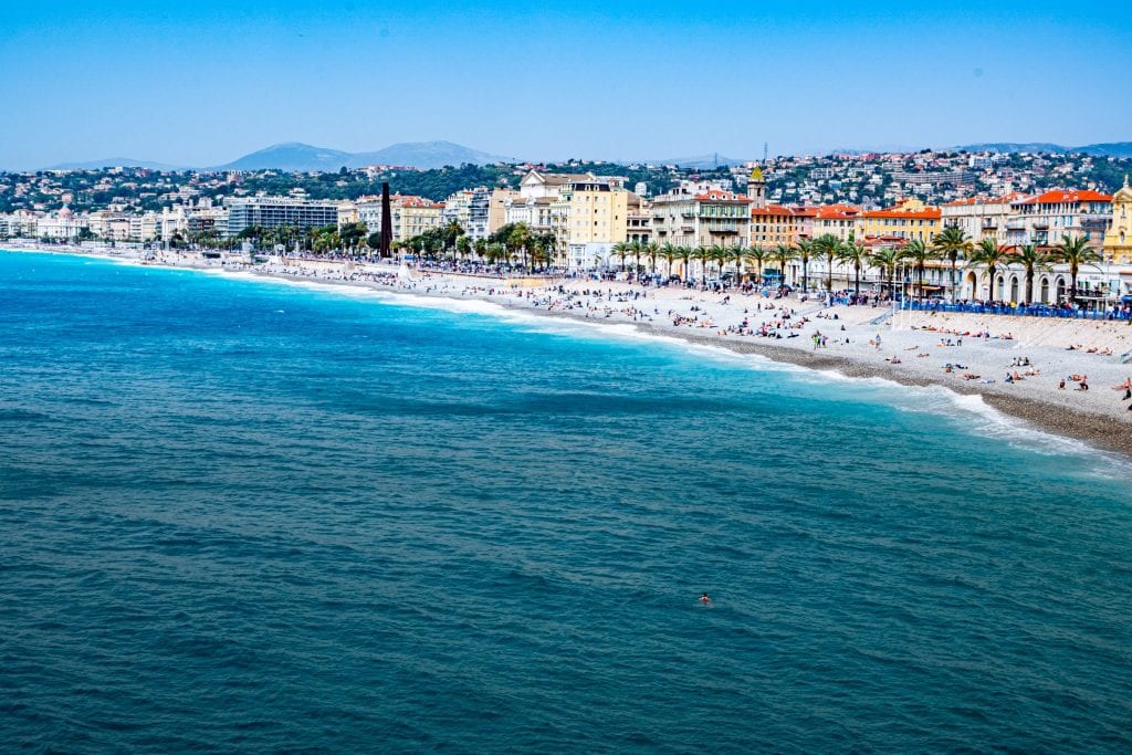 view of nice france from climb up castle hill, one of the best places to go south of france travel guide