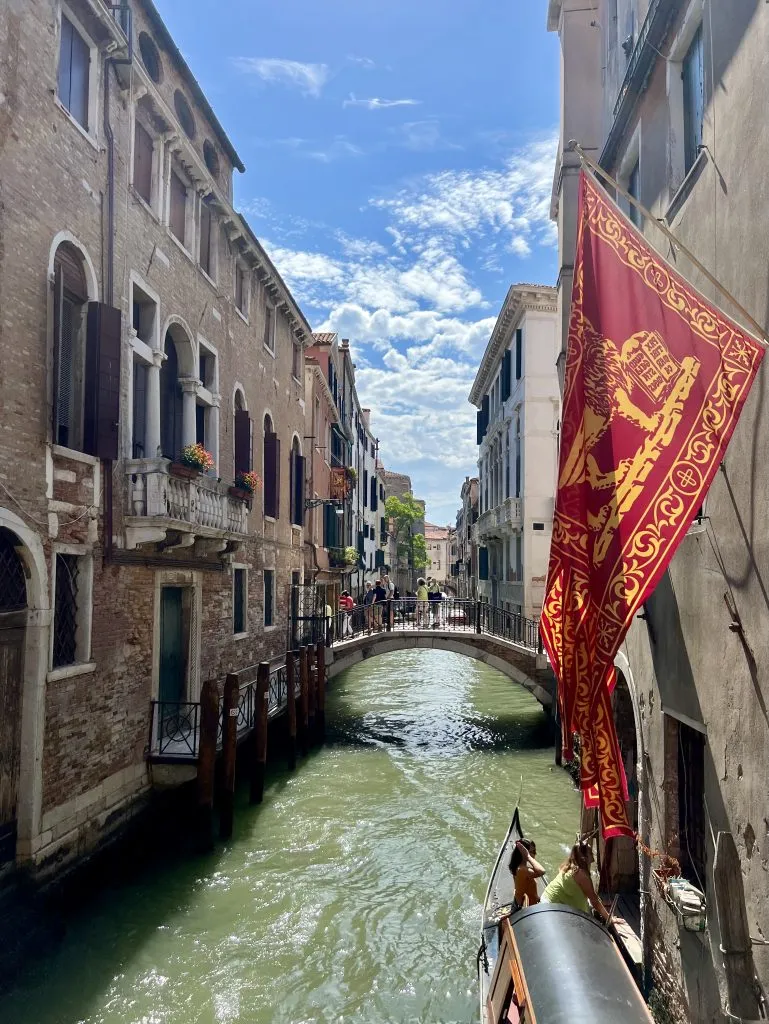 view of canal acqua alta bookshop