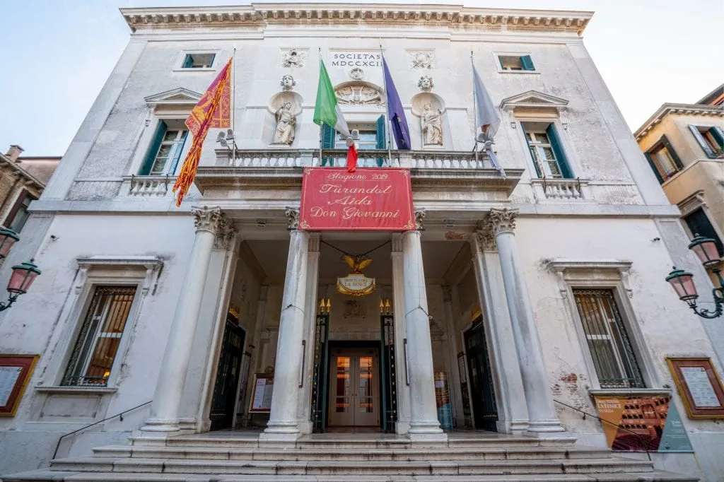 Front facade of Teatro La Fenice in Venice