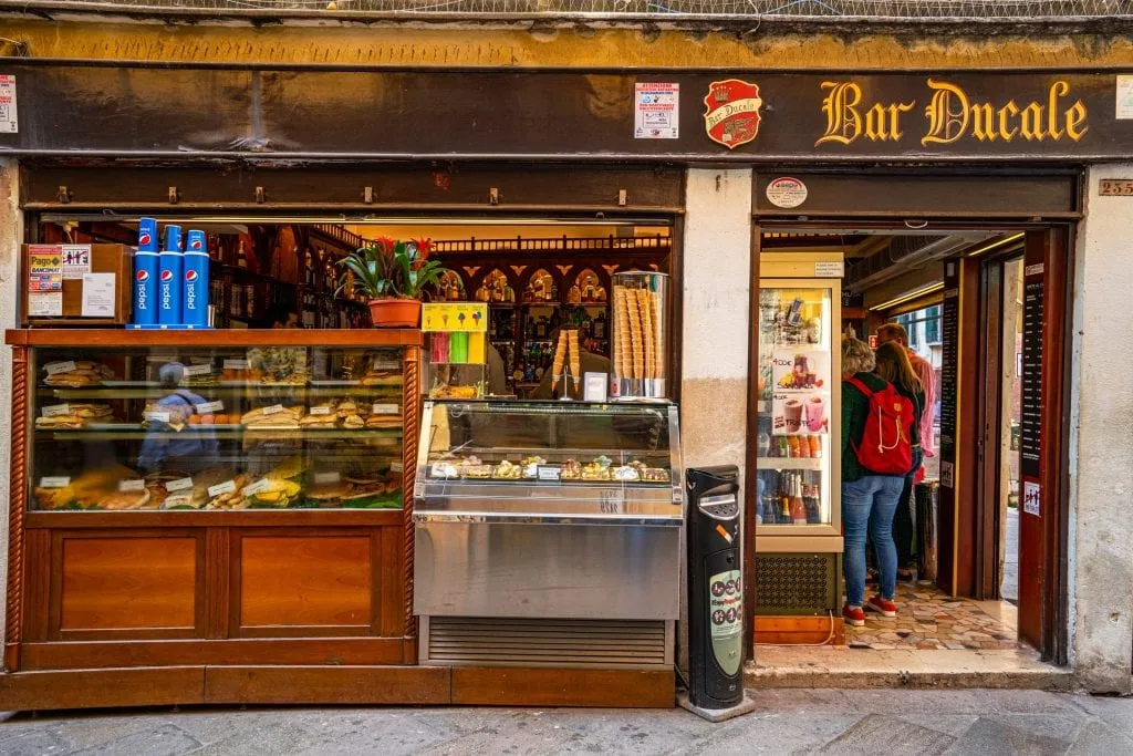 Exterior of Bar Ducale, a fun stop during 2 days in Venice