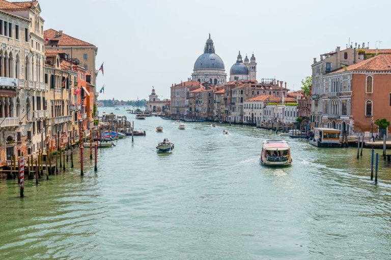 Grand Canal of Venice as seen from the Ponte dell'Accademia, one of the best Venice viewpoints!