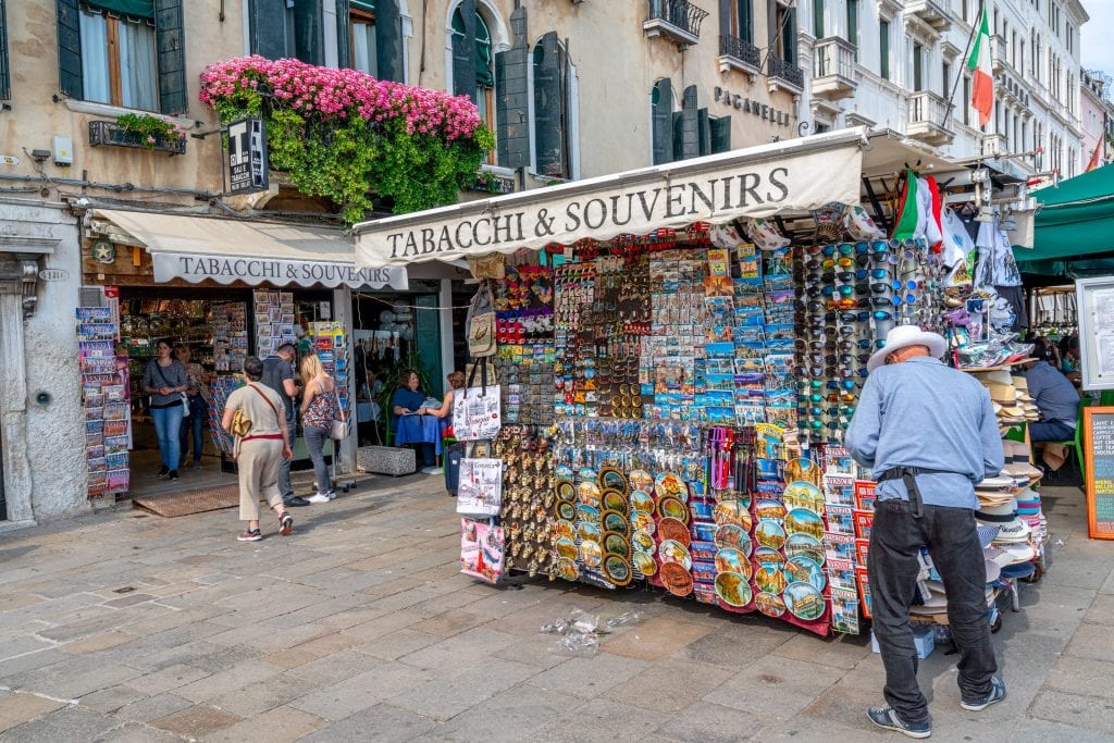 Souvenir stand in Venice Italy