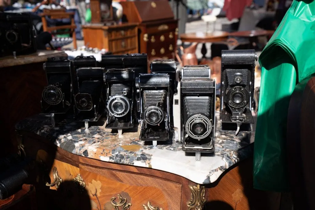 Classic cameras for sale at El Rastro in madrid Spain