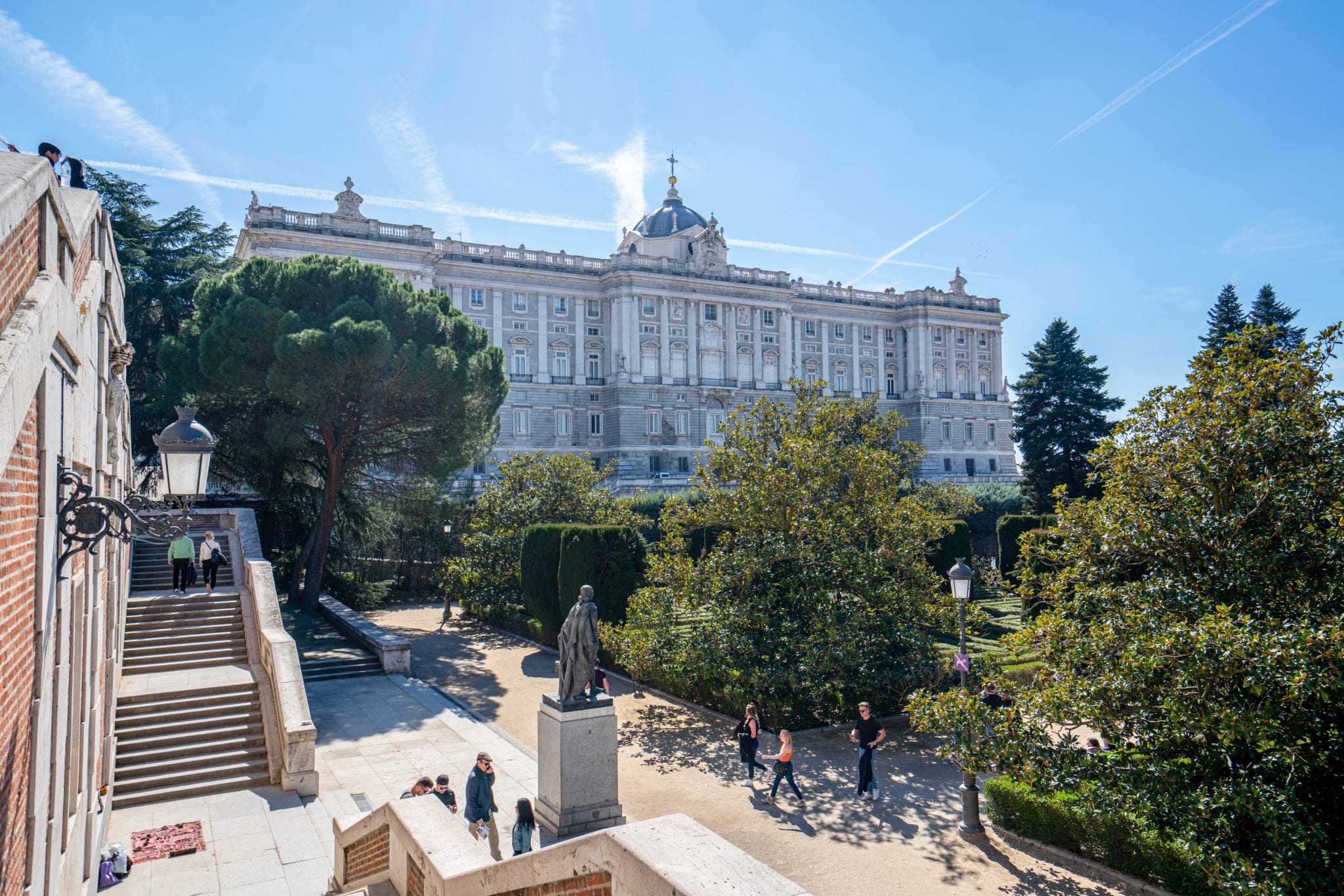 Madrid Royal Palace with garden in foreground, a must see during your 3 days in Madrid Itinerary!
