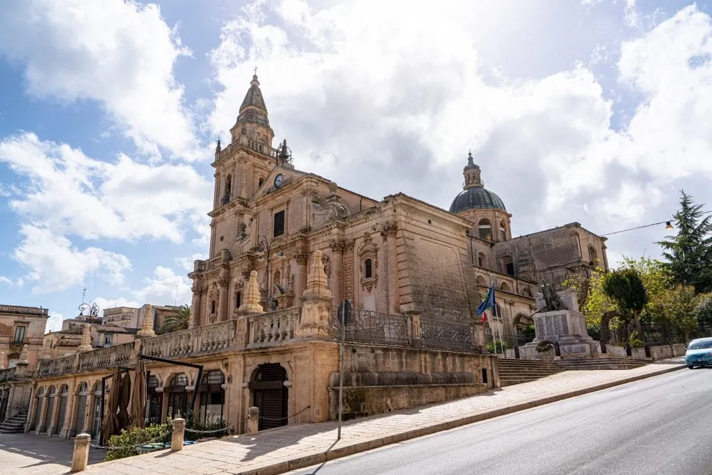 Church in Ragusa Sicily set on a steep hill as seen during a Sicily travel itinerary