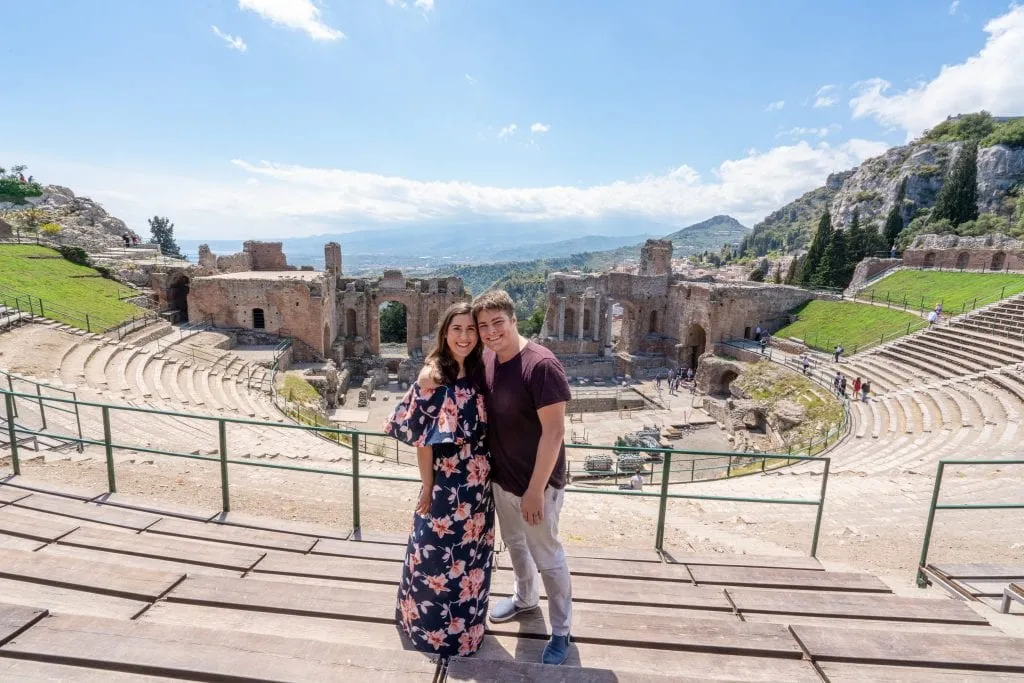 Kate Storm and Jeremy Storm in the Greek Theatre of Taormina Sicily