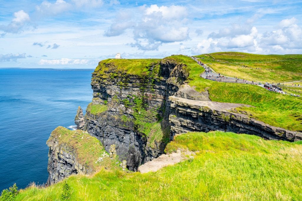 View of O'Brien's Tower at the Cliffs of Moher in Ireland.