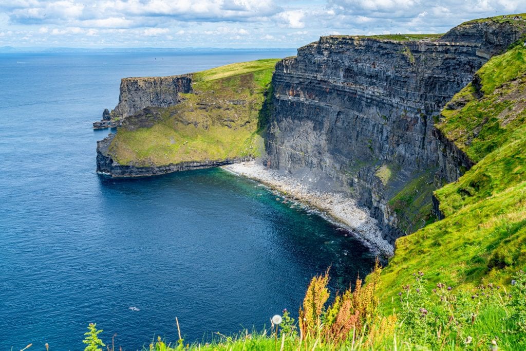 Small beach as seen at the Cliffs of Moher--one of the top day tours from Dublin Ireland!