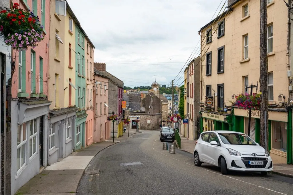 Hill street in New Orss Ireland on a cloudy day