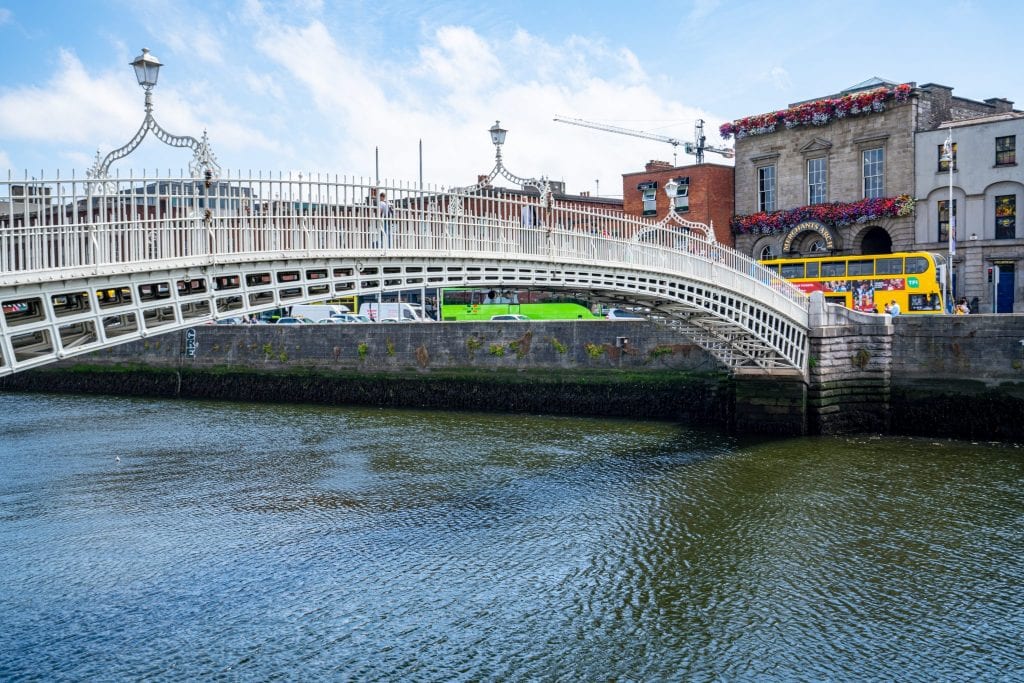 Ha'Penny Bridge crossing the River Liffey--don't miss this when spending a weekend in Dublin!