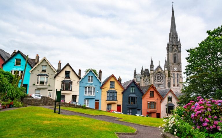 Deck of Cards with St Colman's Cathedral in the background as seen in Cobh Ireland