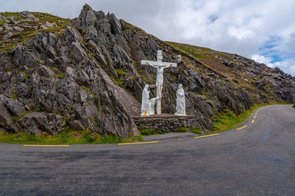 Slea Head crucifix along Slea Head Drive, seen on a Dingle Peninsula tour