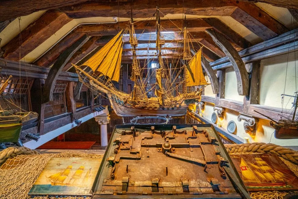 Interior of Belleek Castle Marshall Doran Collection with a model ship in the foreground