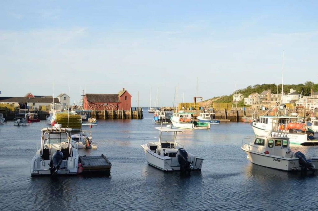 Harbor of Rockport MA with boats in the foreground--one of the best places to see in New England