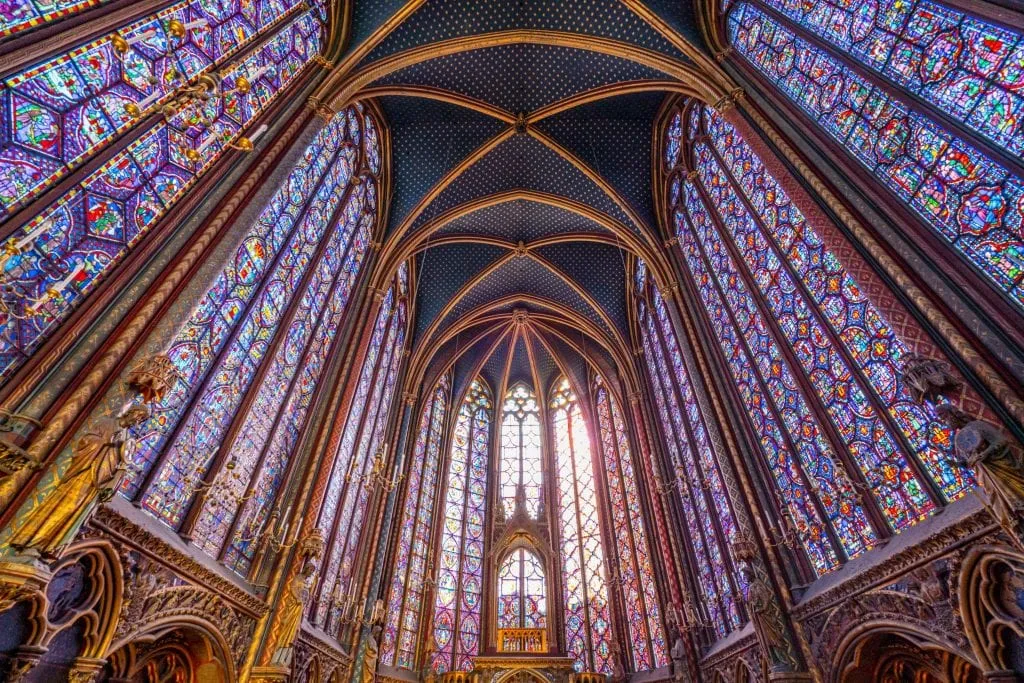 interior of sainte-chapelle in paris -- learning how to budget for a trip helped us experience this for the first time