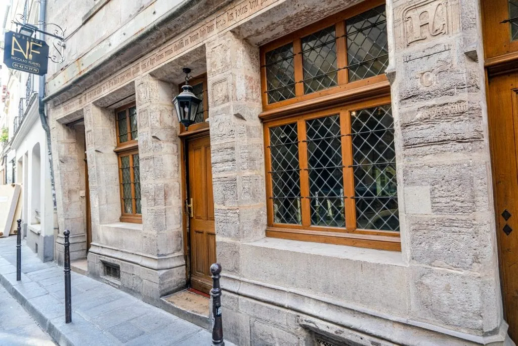 Front of Nicholas Flamel's house, one of the hidden gems in Paris France