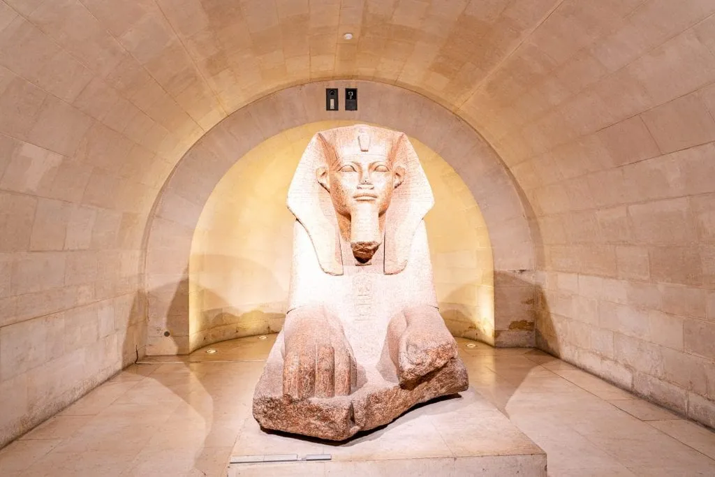 Sphinx in the Louvre--definitely visit the largest museum in the world as part of your 2 days in Paris weekend trip!